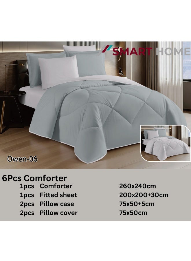 SMART HOME Luxury Hotel Bedding Set – 6-Piece Duvet Cover Set – Bedding Set Includes: Duvet Cover with Filling, Fitted Sheet, 2 Pillowcases, and 2 Pillow Covers – Soft and Comfortable Sleeping Set – Duvet Cover Size: 250X230 cm - Image 2