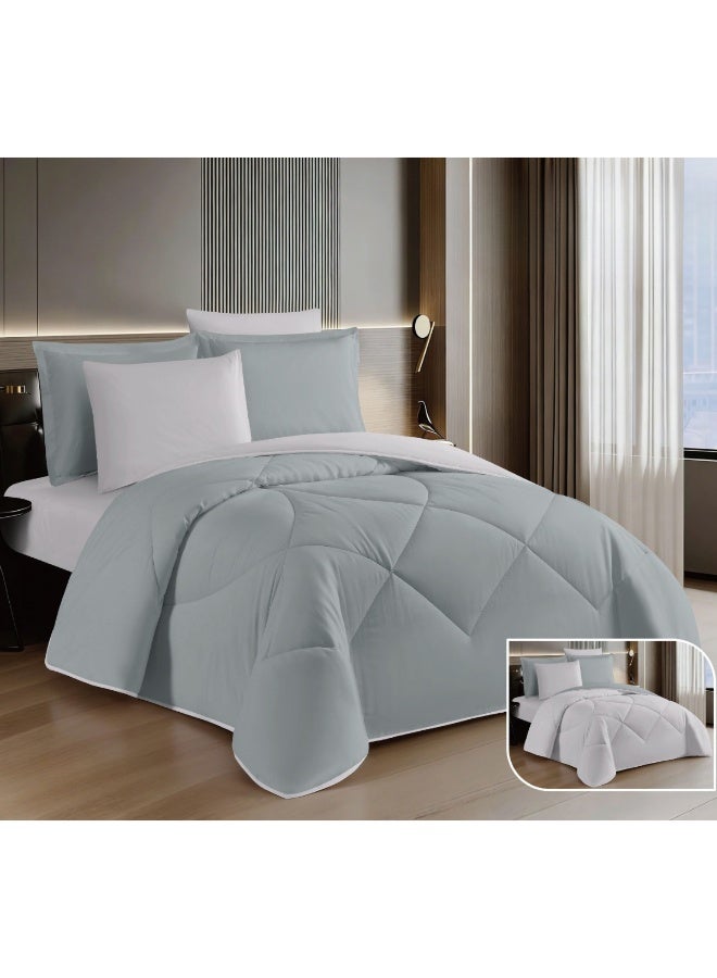 SMART HOME Luxury Hotel Bedding Set – 6-Piece Duvet Cover Set – Bedding Set Includes: Duvet Cover with Filling, Fitted Sheet, 2 Pillowcases, and 2 Pillow Covers – Soft and Comfortable Sleeping Set – Duvet Cover Size: 250X230 cm - Image 1