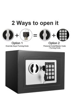 ALMUFARREJ Mini Electronic Deluxe Digital Security Safe Box With Electronic Keypad Lock and Physical Key For Home Office Hotel Jewelry Passport Watches Cash Storage  - Image 2