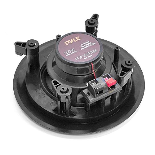 Pyle Ceiling Wall Mount Speakers - 5.25” Pair of 2-Way Midbass Woofer Speaker 1'' Polymer Dome Tweeter Flush Design w/ 80Hz - 20kHz Frequency Response & 150 Watts Peak Easy Installation - PDIC51RDBK - Image 5