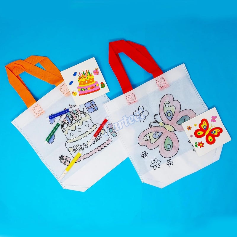 4AJ BAZAAR Birthday Popper DIY Reusable Bags | Kids Party Bags, Gift Bag, Kids Party Favour Bags, Candy Treat Goody Bag, Kids Party Favours for All Events (Set of 10; 37x22 cm) - Image 2
