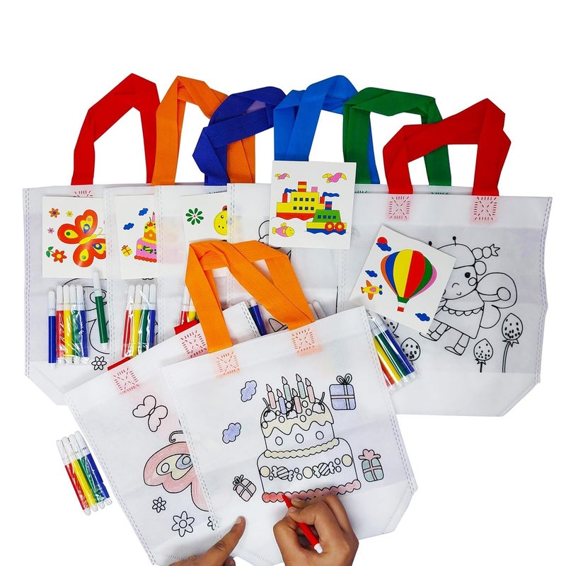 4AJ BAZAAR Birthday Popper DIY Reusable Bags | Kids Party Bags, Gift Bag, Kids Party Favour Bags, Candy Treat Goody Bag, Kids Party Favours for All Events (Set of 10; 37x22 cm) - Image 1