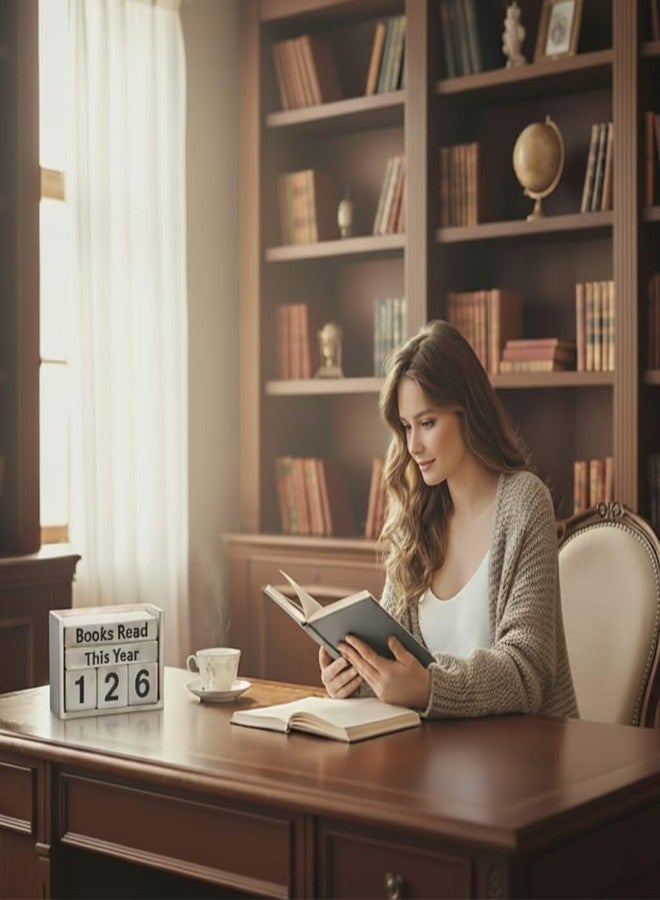 غراتو عداد الكتب المقروءة هذا العام، متتبع الكتب لتزيين المكتب أو رف الكتب، متتبع أهداف القراءة الخشبي القابل لإعادة الاستخدام حتى 999 كتابًا، هدية لمحبي الكتب، مناسبة لأمين المكتبة والمعلم القارئ - Image 5