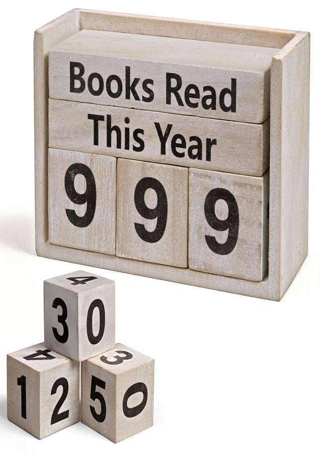غراتو عداد الكتب المقروءة هذا العام، متتبع الكتب لتزيين المكتب أو رف الكتب، متتبع أهداف القراءة الخشبي القابل لإعادة الاستخدام حتى 999 كتابًا، هدية لمحبي الكتب، مناسبة لأمين المكتبة والمعلم القارئ - Image 1