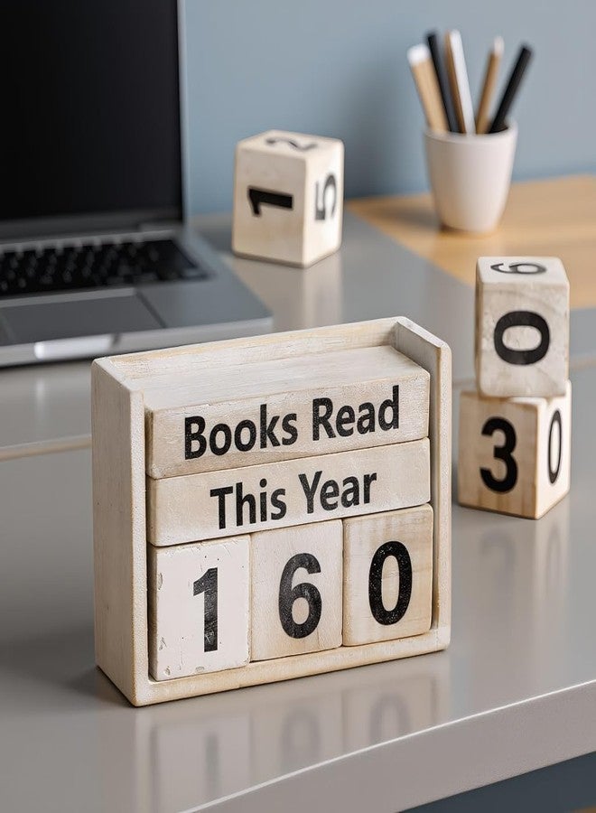 غراتو عداد الكتب المقروءة هذا العام، متتبع الكتب لتزيين المكتب أو رف الكتب، متتبع أهداف القراءة الخشبي القابل لإعادة الاستخدام حتى 999 كتابًا، هدية لمحبي الكتب، مناسبة لأمين المكتبة والمعلم القارئ - Image 4