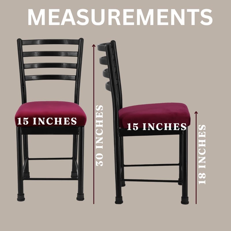 Zidle Asphalt Dining Visitor Set of 2 Maroon Velvet seat Cushion Chair for Living Room Cafe Home Restaurant Powder Coated Metal Legs Black Set of 2 1 Black 16 17 inches seat - Image 2