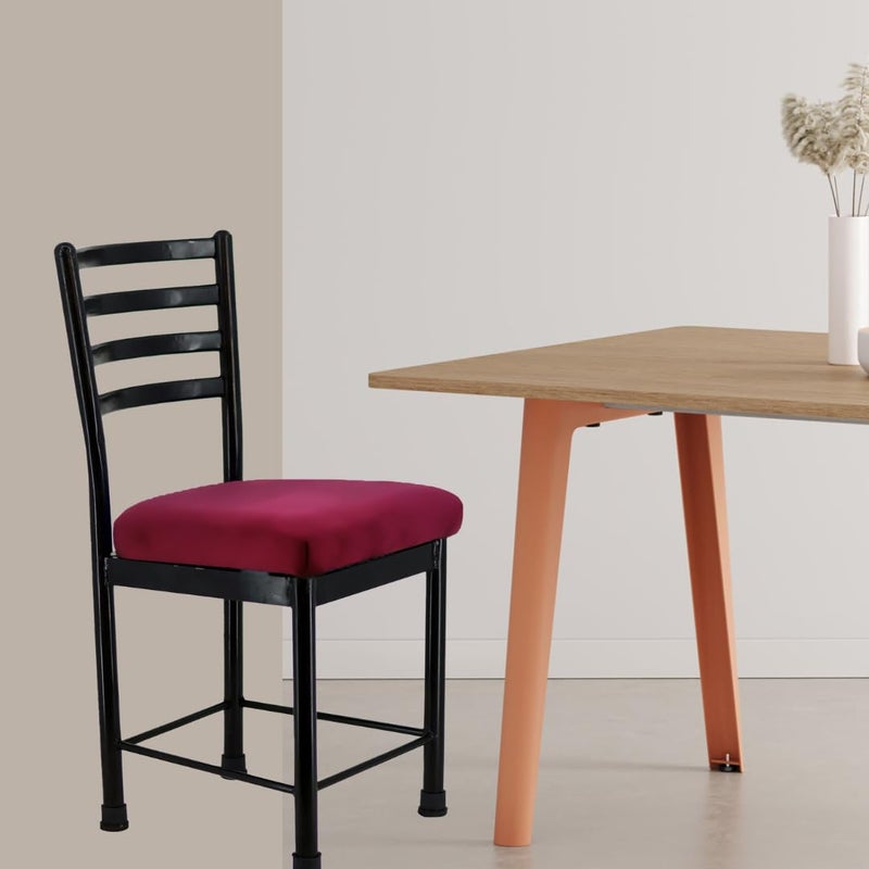 Zidle Asphalt Dining Visitor Set of 2 Maroon Velvet seat Cushion Chair for Living Room Cafe Home Restaurant Powder Coated Metal Legs Black Set of 2 1 Black 16 17 inches seat - Image 1