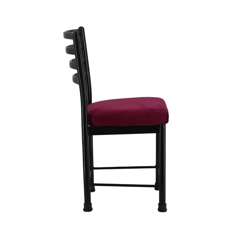 Zidle Asphalt Dining Visitor Set of 2 Maroon Velvet seat Cushion Chair for Living Room Cafe Home Restaurant Powder Coated Metal Legs Black Set of 2 1 Black 16 17 inches seat - Image 5