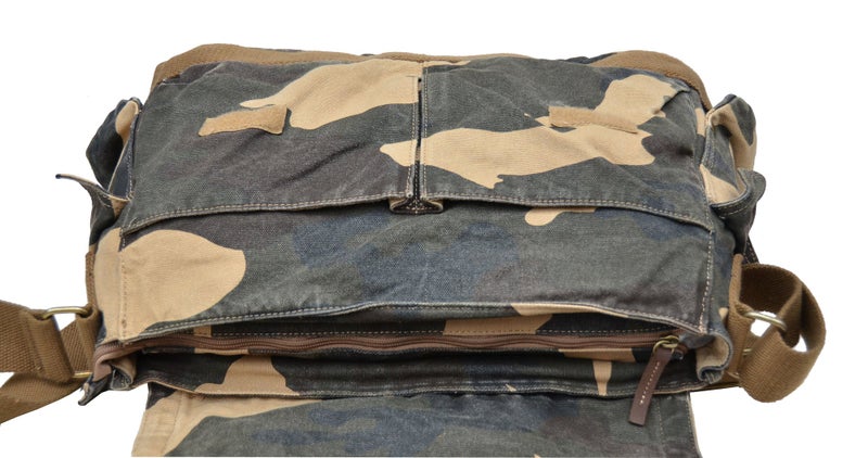 GOOTIUM Canvas Messenger Bag - Vintage Cross Body Shoulder Satchel, Camo - Image 4