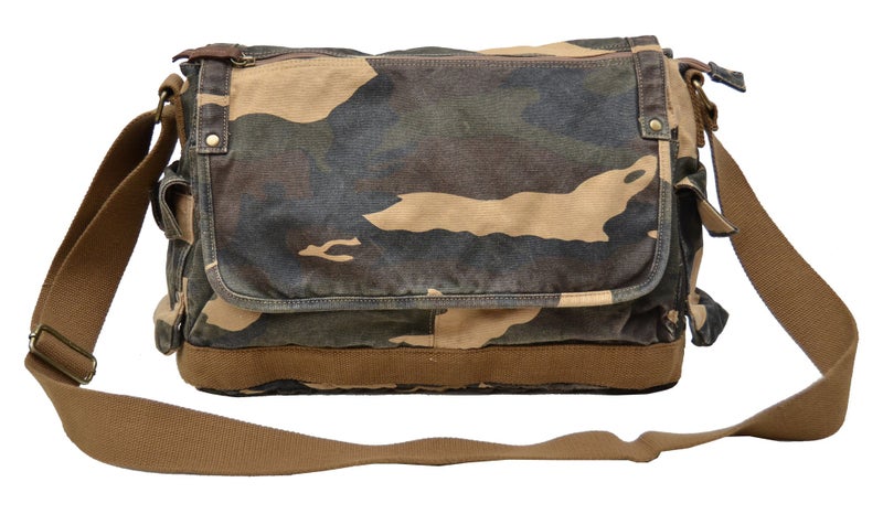 GOOTIUM Canvas Messenger Bag - Vintage Cross Body Shoulder Satchel, Camo - Image 1