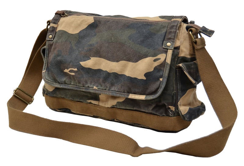 GOOTIUM Canvas Messenger Bag - Vintage Cross Body Shoulder Satchel, Camo - Image 3