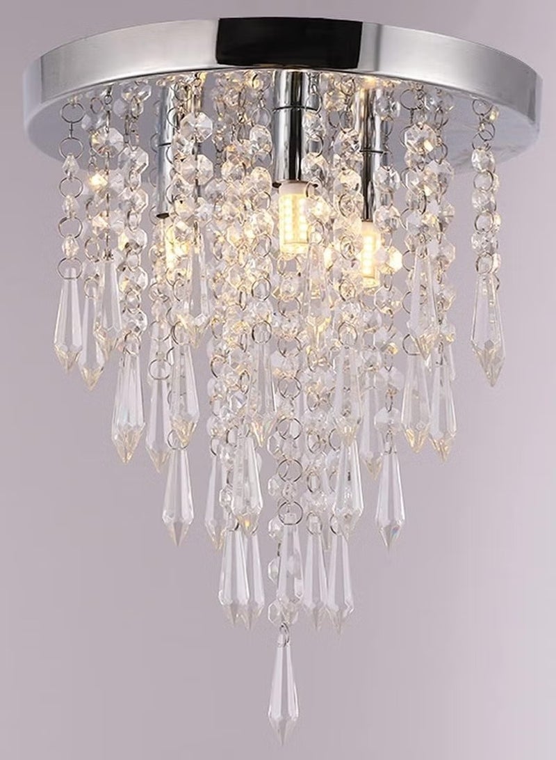 يوڠام ثريا كريستال معلقة بـ 4 أضواء، مصباح سقف للإضاءة في غرفة النوم أو الممر، بحجم 45 × 46 سم - Image 1