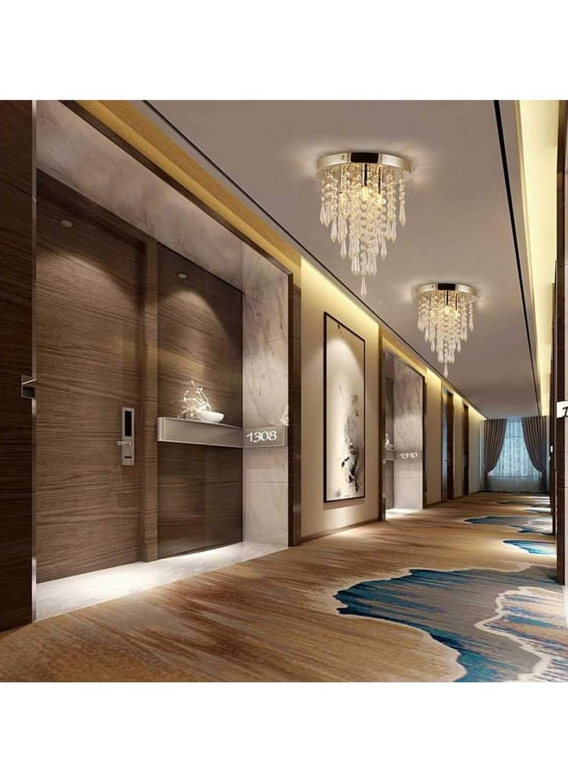 يوڠام ثريا كريستال معلقة بـ 4 أضواء، مصباح سقف للإضاءة في غرفة النوم أو الممر، بحجم 45 × 46 سم - Image 4