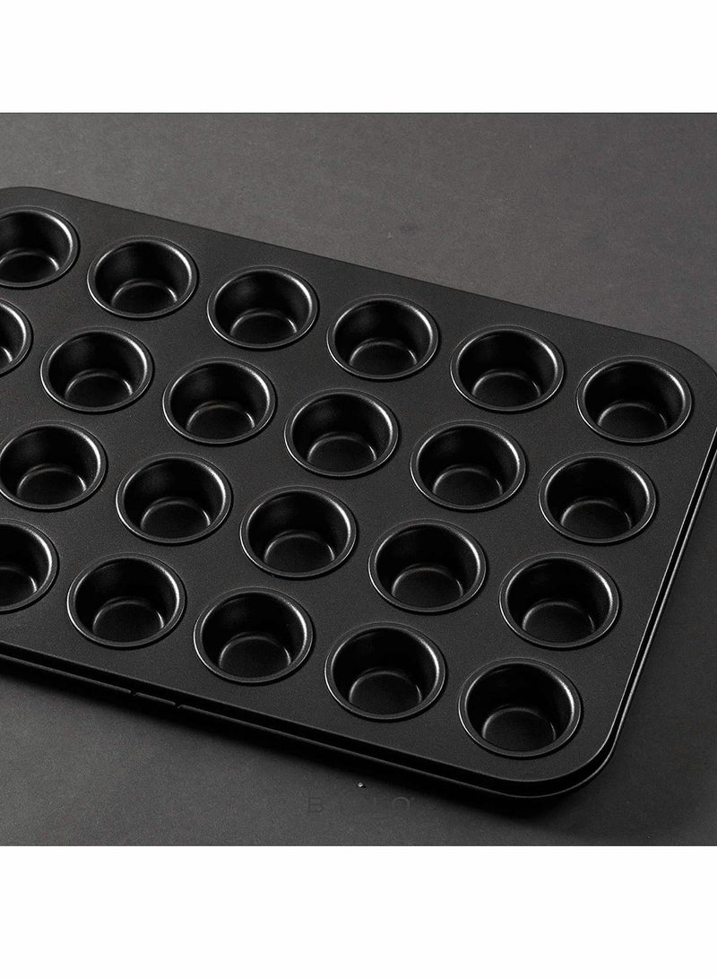 Bakeware, Bakeware Nonstick Mini Muffin Pan, 24 Cup - Black, Premium Quality Cupcake Pan with Nonstick Technology, Dishwasher Safe, No-Toxic Material, Commercial Grade Carbon Steel - Image 4