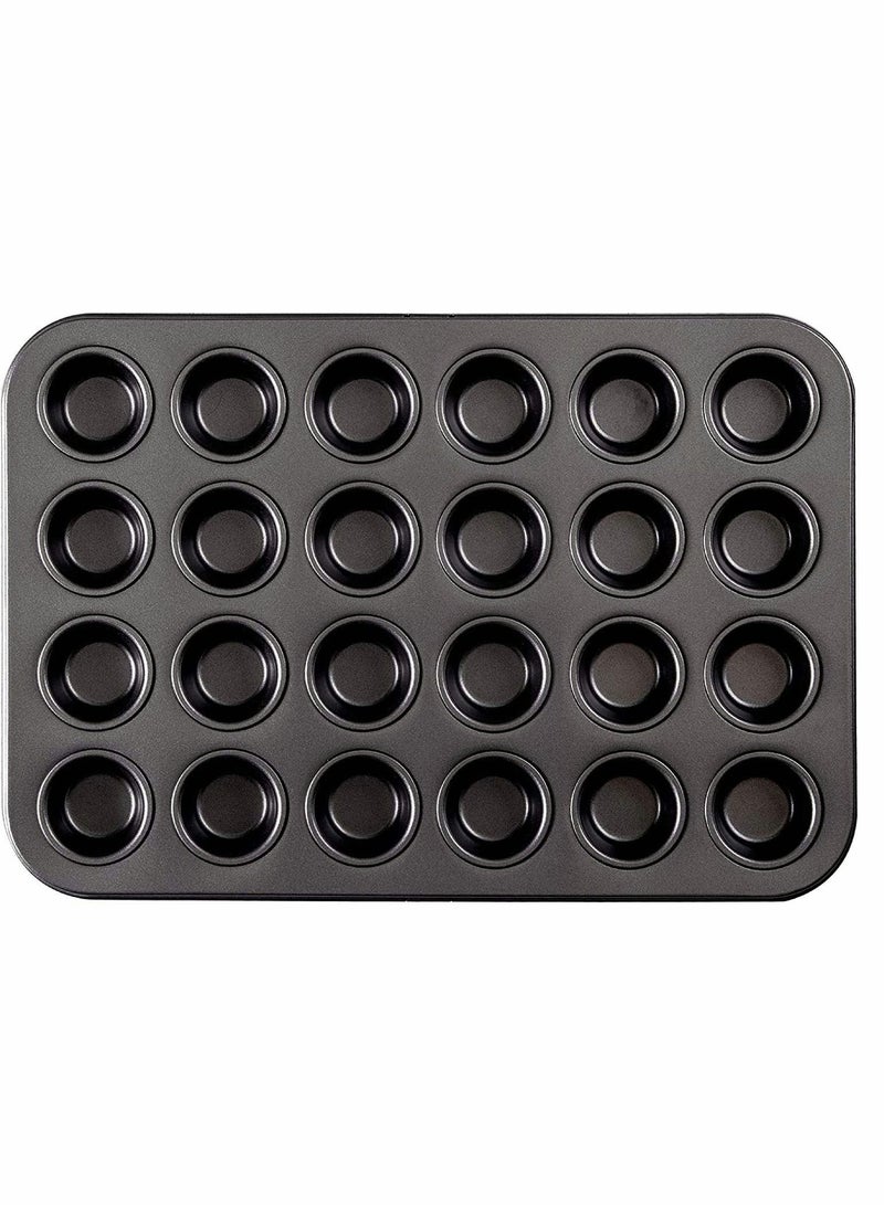 Bakeware, Bakeware Nonstick Mini Muffin Pan, 24 Cup - Black, Premium Quality Cupcake Pan with Nonstick Technology, Dishwasher Safe, No-Toxic Material, Commercial Grade Carbon Steel - Image 1