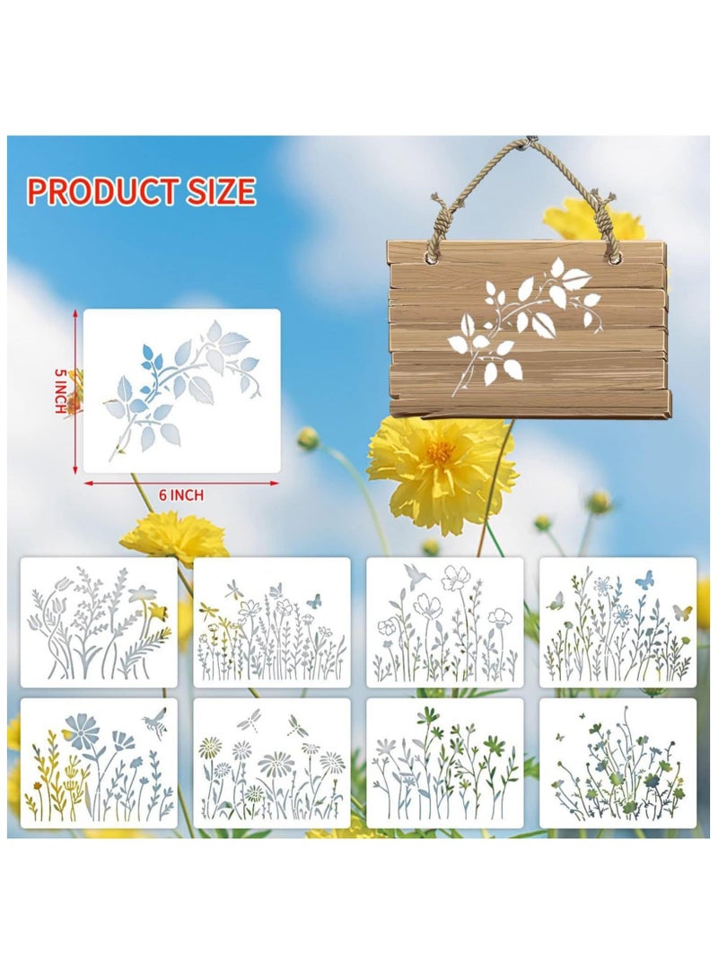 Captaintech 16Pcs Wildflower Stencils for Painting on Wood,Reusable Spring Field Plants Floral Wild Flower Painting Templates for Crafts Wall Scrapbooking Drawing DIY Card Making,4.7x5.9inch - Image 2
