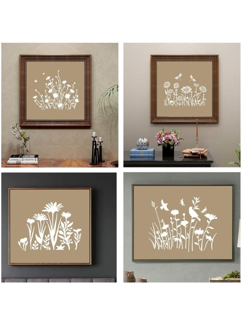 Captaintech 16Pcs Wildflower Stencils for Painting on Wood,Reusable Spring Field Plants Floral Wild Flower Painting Templates for Crafts Wall Scrapbooking Drawing DIY Card Making,4.7x5.9inch - Image 3