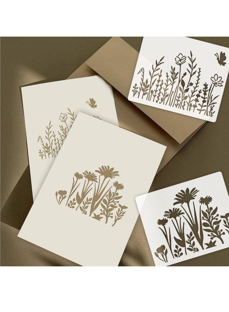 Captaintech 16Pcs Wildflower Stencils for Painting on Wood,Reusable Spring Field Plants Floral Wild Flower Painting Templates for Crafts Wall Scrapbooking Drawing DIY Card Making,4.7x5.9inch - Image 5