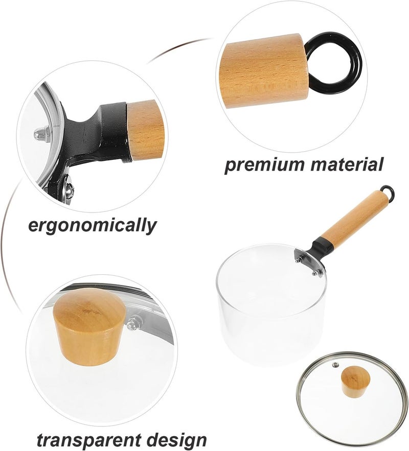 ABOOFAN Glass Cooking Pot with Lid 1500ml, Borosilicate Glass Saucepan with Single Wooden Handle, Multi-use Soup and Milk Pot for Electric and Ceramic Stoves - Image 4