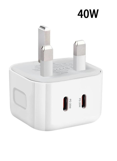 iPhone 20W Fast Charger | 20W Dual Type C USB C Fast Charger Plug Power, Adapter for iPhone 15/14/14 Plus/Pro/ 14 Pro Max/ 13/12/ 11/ X/Samsung/Pad/Speaker/AirPods