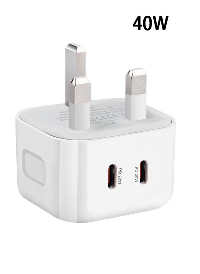 iPhone 20W Fast Charger | 20W Dual Type C USB C Fast Charger Plug Power, Adapter for iPhone 15/14/14 Plus/Pro/ 14 Pro Max/ 13/12/ 11/ X/Samsung/Pad/Speaker/AirPods
