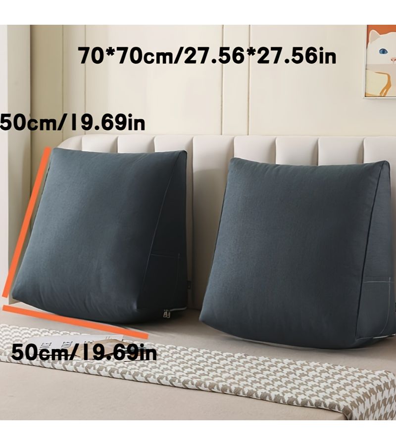 1pc Ink Gray Extra Large Bed Head Reading Cushion Comfortable Zipper Closure Washable Polyester Back Pillow for Cozy Bedroom Decor - Image 3