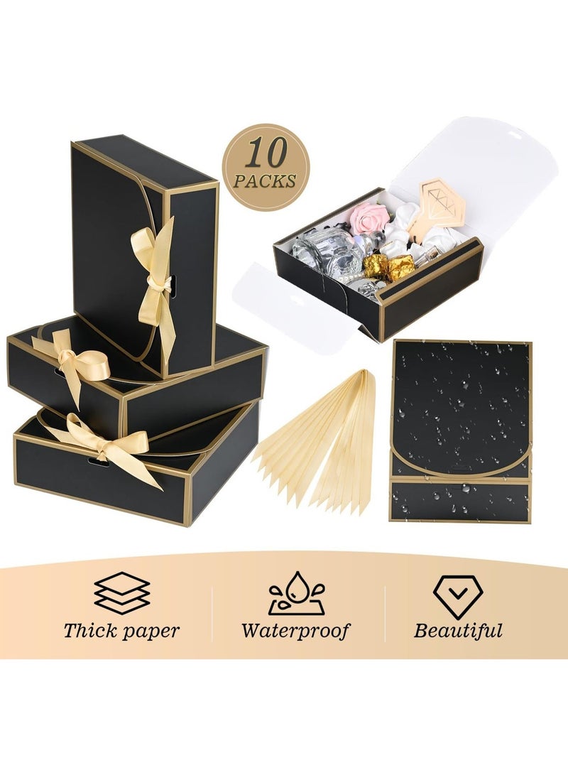 Bukela 10Pack Small Gift Boxes, 6.5''x6.5''x2'' Black Gift Boxes with Ribbon, Small Boxes for Gifts Birthday Wedding Party Valentine's Day Mother's Day - Image 3