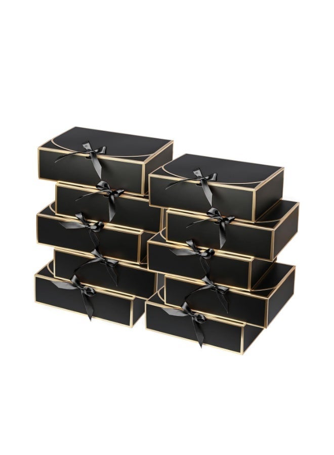 Bukela 10Pack Small Gift Boxes, 6.5''x6.5''x2'' Black Gift Boxes with Ribbon, Small Boxes for Gifts Birthday Wedding Party Valentine's Day Mother's Day - Image 1