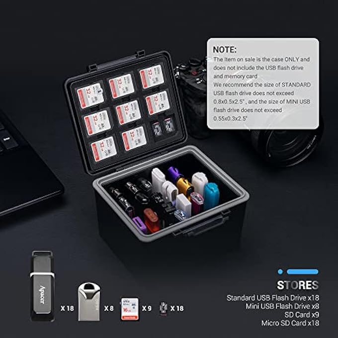 rayihni USB FLASH DRIVE CASE, THUMB DRIVE ORGANIZER FOR 26 USB A/USB C JUMP DRIVE, 9 SD SDXC SDHC & 18 MICRO SD TF CARD CASE HOLDER WITH EVA INTERIOR FOR BETTER PROTECTION - Image 2