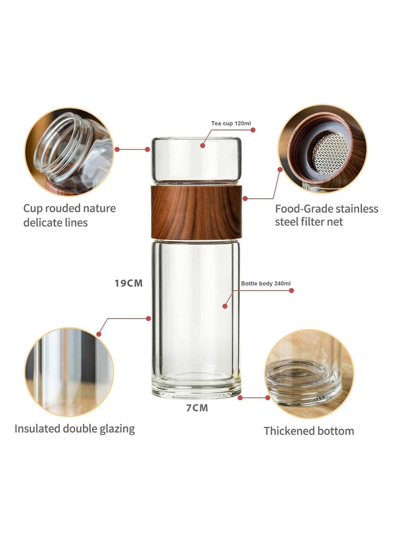 Generic - Double-Walled Water Bottle with Tea Infuser, 12.5 oz, Ideal for Green Tea, Iced Tea, Cold Brew Coffee, or Hot/Cold Water. Includes Travel Mug, Tea Cup, Glass Design. - Image 1
