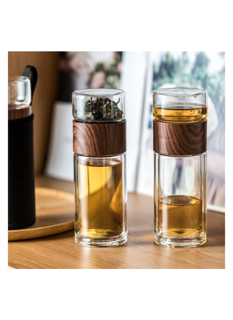 Generic - Double-Walled Water Bottle with Tea Infuser, 12.5 oz, Ideal for Green Tea, Iced Tea, Cold Brew Coffee, or Hot/Cold Water. Includes Travel Mug, Tea Cup, Glass Design. - Image 1