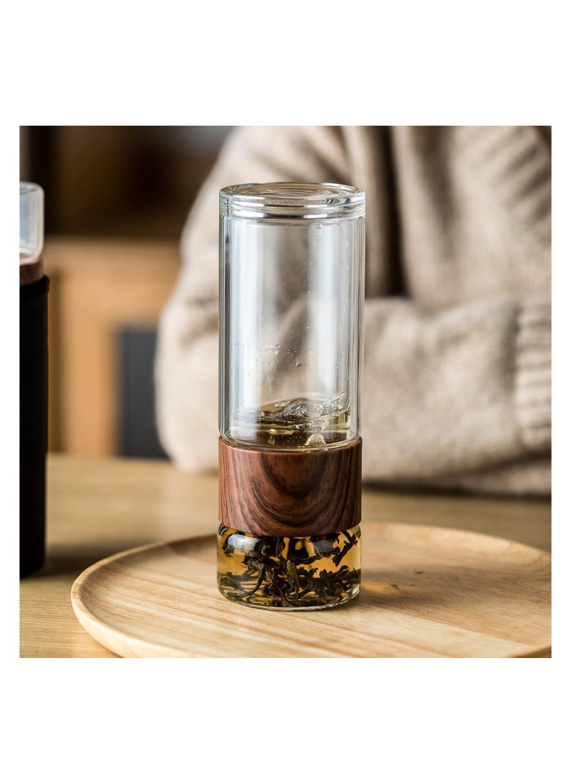 Generic - Double-Walled Water Bottle with Tea Infuser, 12.5 oz, Ideal for Green Tea, Iced Tea, Cold Brew Coffee, or Hot/Cold Water. Includes Travel Mug, Tea Cup, Glass Design. - Image 1