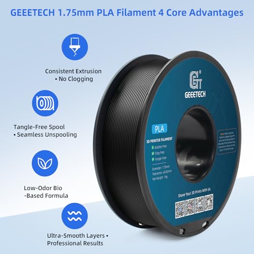 Geeetech PLA Filament 1.75mm, Neatly Wound Black 3D Printer Filament, Tangle-Free 1kg Spool (2.2lbs), Dimensional Accuracy +/- 0.02mm, Fits Most FDM 3D Printers - Image 3