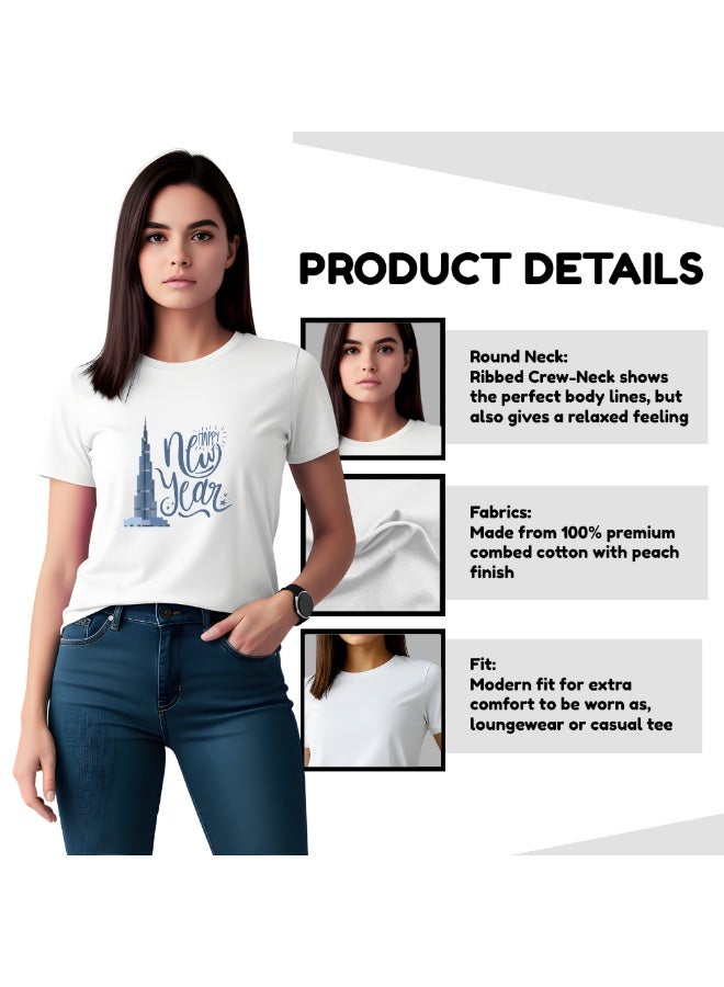 Happy New Year With Dubai Design Womens T-Shirt-Perfect Blend Of Fashion-Gift For Family And Friends - Image 4