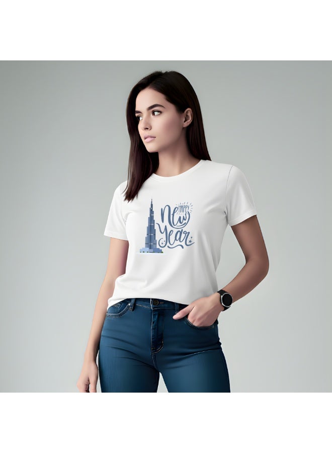 Happy New Year With Dubai Design Womens T-Shirt-Perfect Blend Of Fashion-Gift For Family And Friends - Image 3