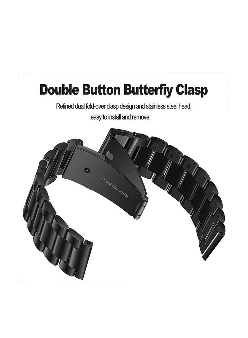 Quick Release Stainless Steel Metal Replacement Straps 20mm Compatible With GTS 2/ GTS 3/GTS 4/ Bip 3 Pro/Bip 3 Smartwatch  -Black - Image 1