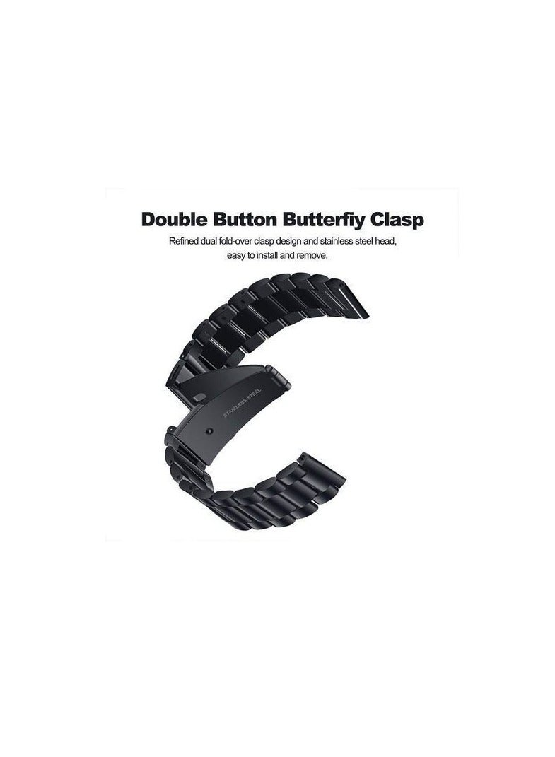 Quick Release Stainless Steel Metal Replacement Straps 20mm Compatible With GTS 2/ GTS 3/GTS 4/ Bip 3 Pro/Bip 3 Smartwatch  -Black - Image 4