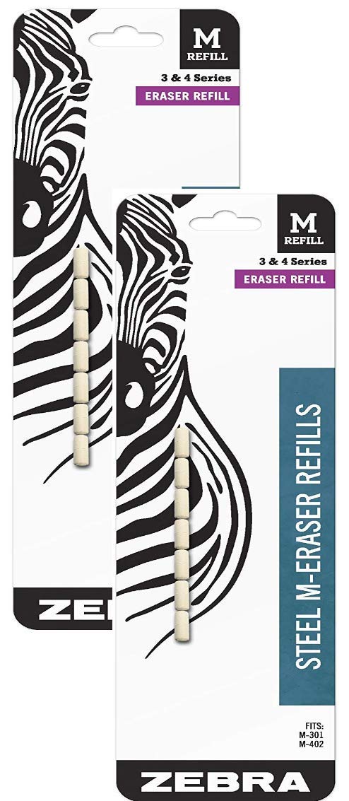 Zebra Pen Steel M Mechanical Pencil Eraser Refills, 2 Packs of 7 - Image 1