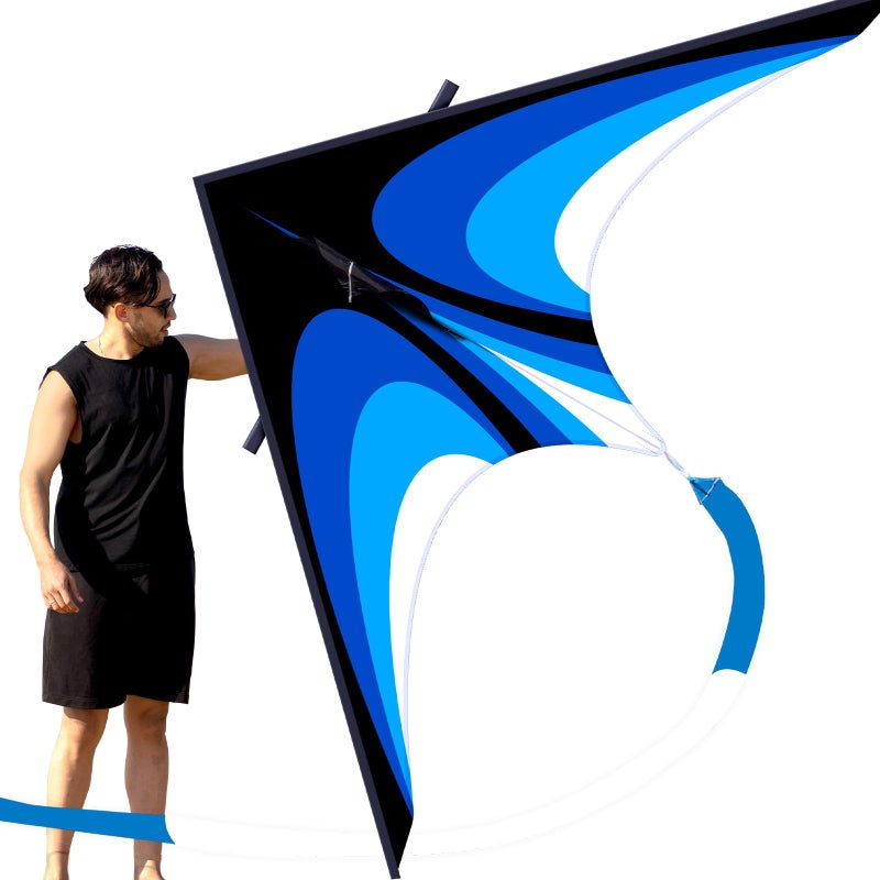 SGftre Delta Kite for Kids AdultsExtremely Easy to Fly for BeginnersKites for Beach Trip Park Family Outdoor Activities Speed Triancle 275 m Blue Extra Large - Image 2
