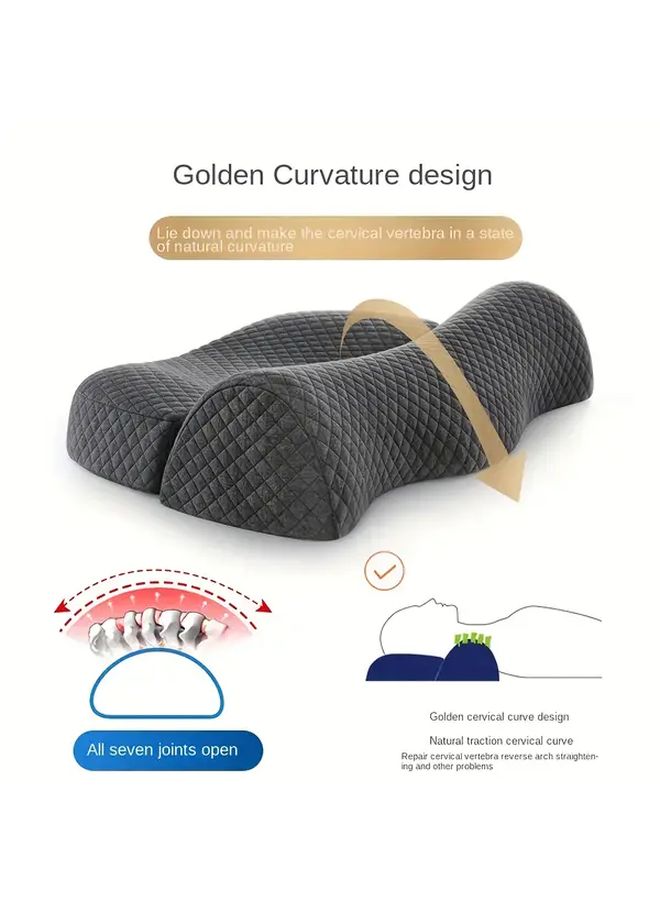 1pc Traction Cervical Pillow Slow Rebound Luxury Neck Support Sleep Aid For Relaxation Comfortable Rest Home Office Travel Firm Sleeping Pillow Shoulder Side Sleep Massage Headrest Bed Side Sleepers - Image 5