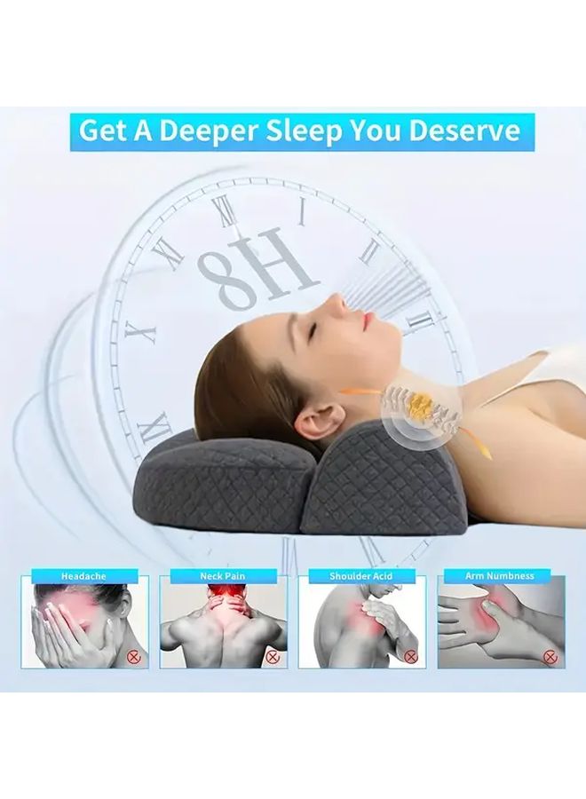 1pc Traction Cervical Pillow Slow Rebound Luxury Neck Support Sleep Aid For Relaxation Comfortable Rest Home Office Travel Firm Sleeping Pillow Shoulder Side Sleep Massage Headrest Bed Side Sleepers - Image 4