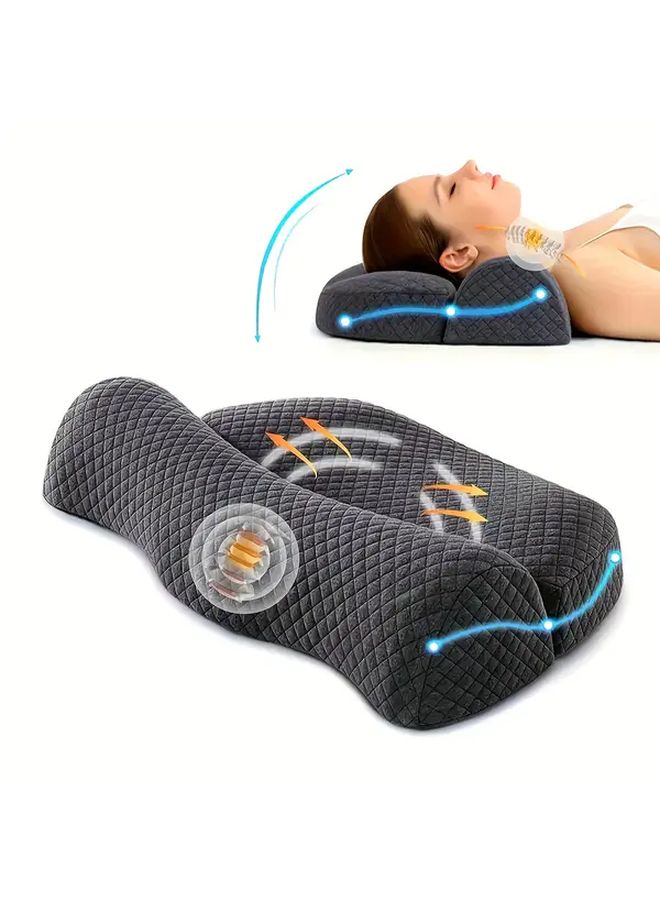 1pc Traction Cervical Pillow Slow Rebound Luxury Neck Support Sleep Aid For Relaxation Comfortable Rest Home Office Travel Firm Sleeping Pillow Shoulder Side Sleep Massage Headrest Bed Side Sleepers - Image 1