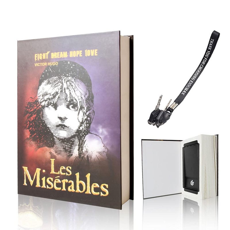 EIOUMAX Booksafe Diversion Secret Real Book Hidden Safe with Key Lock Real Paper Book Locking-Les Miserables - Image 1