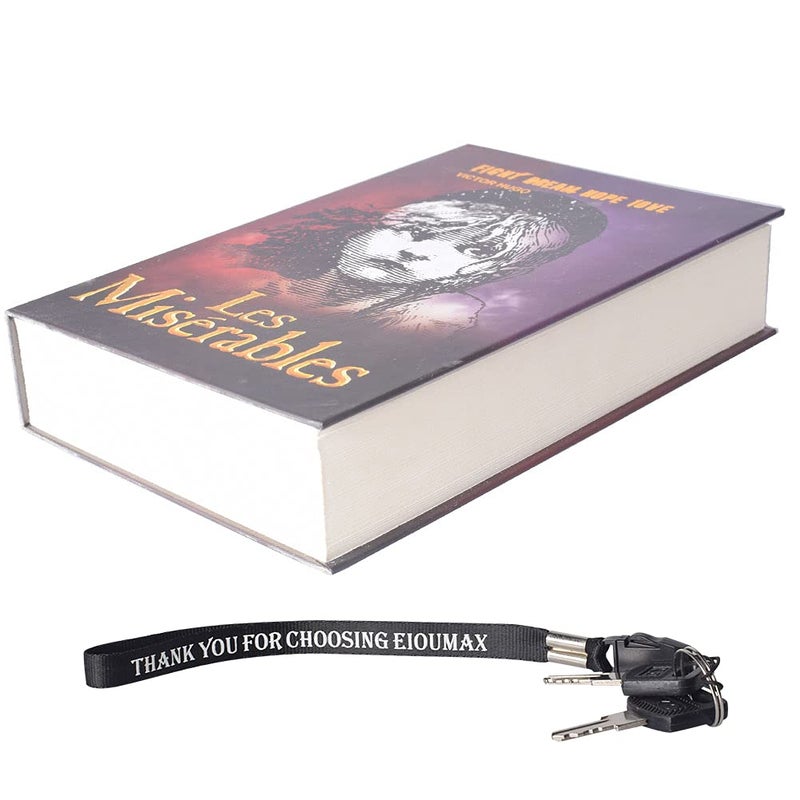 EIOUMAX Booksafe Diversion Secret Real Book Hidden Safe with Key Lock Real Paper Book Locking-Les Miserables - Image 3