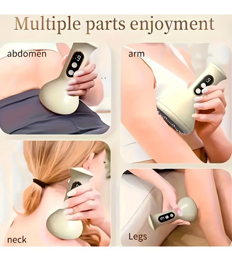 Intelligent 9 Speed Adjustable Cupping Massager With Scraping Function 1200mAh Battery Life Light Yellow Color Includes 8 Steel Balls As A Gift - Image 3