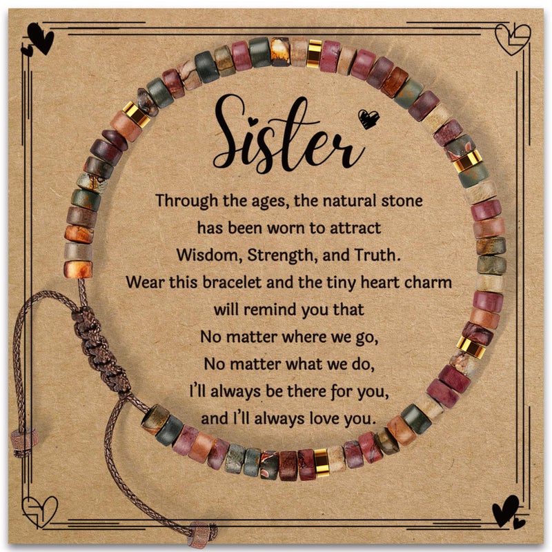 ZOKCC Inspirational Sister Gifts Bracelets for Women - Healing Natural Stone Bracelets for Women - Mohters Day Birthday Christmas Valentines Gifts for Sister Her Friends - Image 1