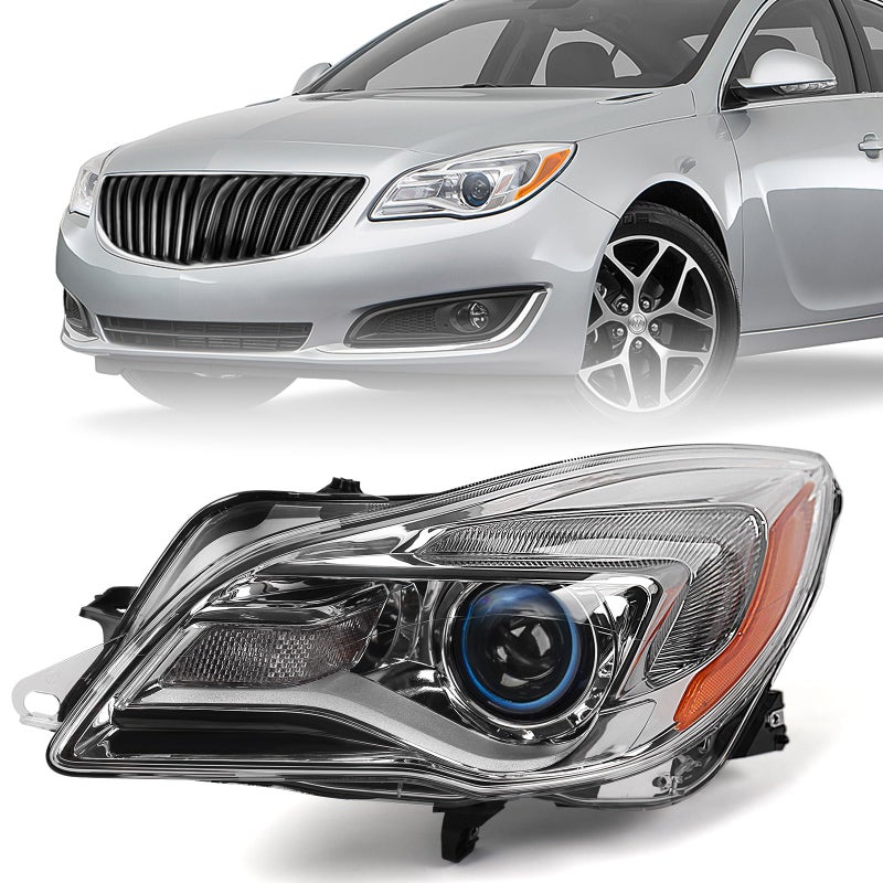 FIONE Headlights Assembly Compatible with Buick Regal Sedan 20142017 Halogen Projector Headlight Chrome Replacement Left Driver Side 13409902 GM2502413