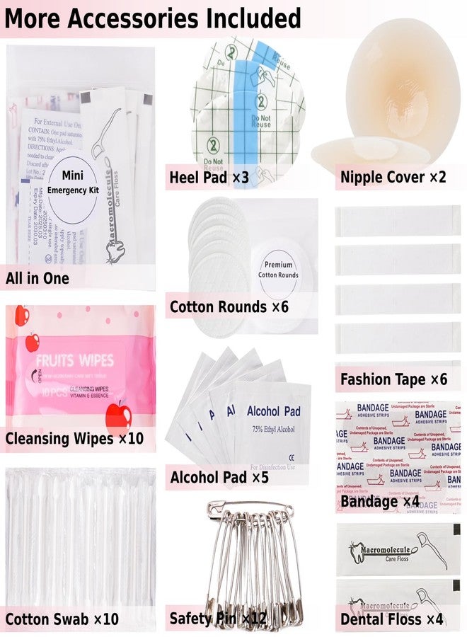VEAPILS Wedding Day Emergency Kit for Bride, 39 Pc Essential Items for Brides Daily Use Women Wedding Gift, Travel Kit Personal Care Survival Set With Bride Makeup Bag - Wedding Emergency Kit Supplies (White) - Image 3