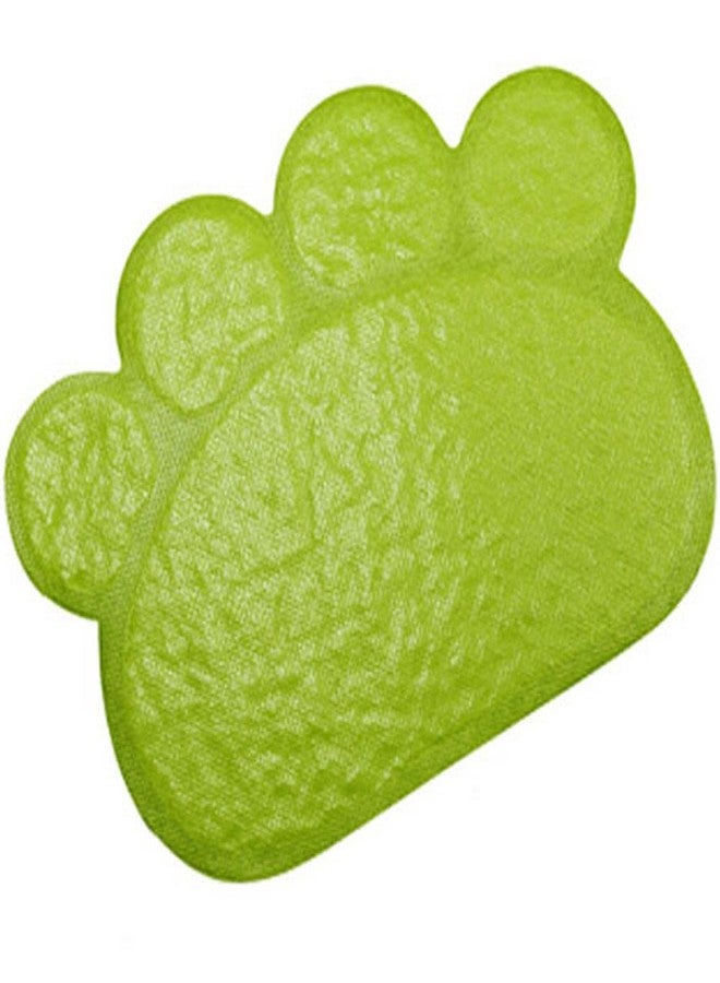 JOYJULY PVC Pet Dog Cat Puppy Kitten Dish Bowl Food Water Feeding Placemat, Non-Slip Cat Litter Mat Paw Shape, Green Small - Image 3