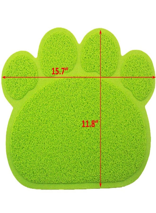 JOYJULY PVC Pet Dog Cat Puppy Kitten Dish Bowl Food Water Feeding Placemat, Non-Slip Cat Litter Mat Paw Shape, Green Small - Image 5